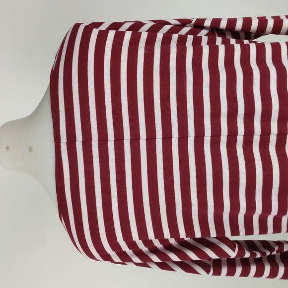 Dannii Minogue Top Size 14P White Red Stripe Long Sleeve Back Slit Hi-Low Hem - Picture 8 of 14